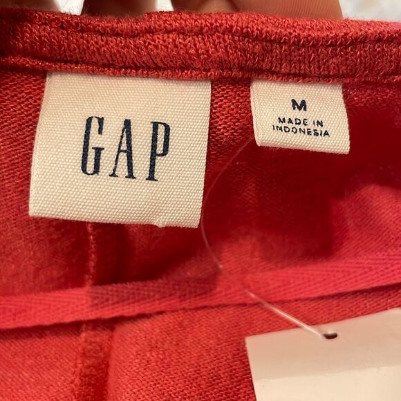 Gap- NWT Knit T-Shirt Dress Ruffled Flutter Bell Sleeves Red Peach- Size M - Picture 3 of 7